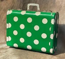 Vintage Green & White Polka Dot Childs Suitcase