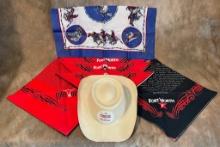 Lot Of 6 Western Bandana's & Plastic Cowboy Hat