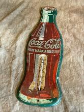 Antique Tin Coca Cola Bottle Thermometer