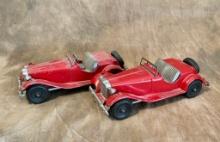 2 Hubley Kiddie Toy Red Roadster Car #485 Diecast Toys