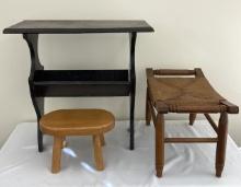 Book Side Table & 2 Stools