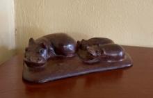 Hand Carved Zambia Africa Hippos