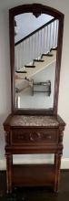Antique Two-Piece Hall Table with Mirror/Shaving Table