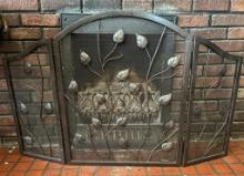Hand-Crafted Black Iron Fireplace Screen
