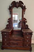 Antique  Victorian Walnut Dresser Vanity