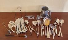 Silver Plate Serving Flatware Lot and More