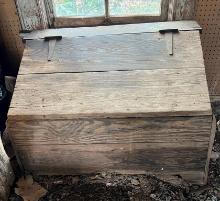 Wooden Slant Top Kindling Storage Box and Large Log