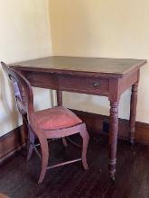 Oak Leather Top Library Table
