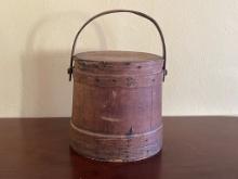 Antique Wood Staved Firkin With Lid