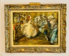 Oil Painting by Cirgio Sernio Bissi (Italy 1902-1987) Listed Artist of Masquerade Ball