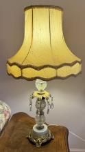 Nice Crystal & Brass table Lamp With Cloth Shade