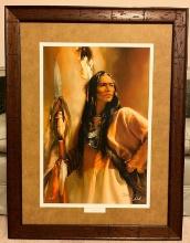 "Redhawk Native American" Framed and Numbered (19/450) by Russ Dicken