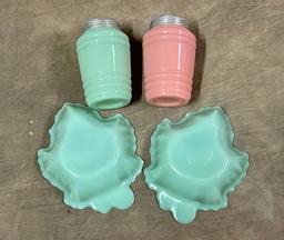 Four Pieces of Jadite Kitchen Glass Ware