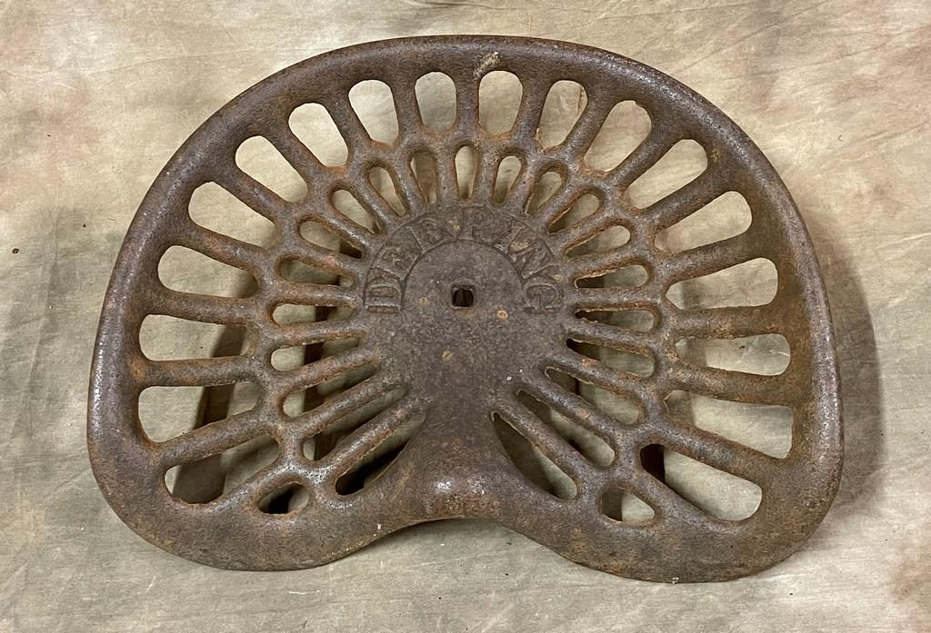 Antique Deering Cast Iron Tractor Seat