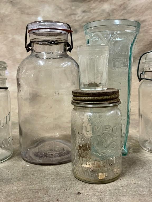 Lot of Old Glass Jars and Bottles