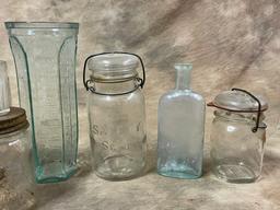 Lot of Old Glass Jars and Bottles