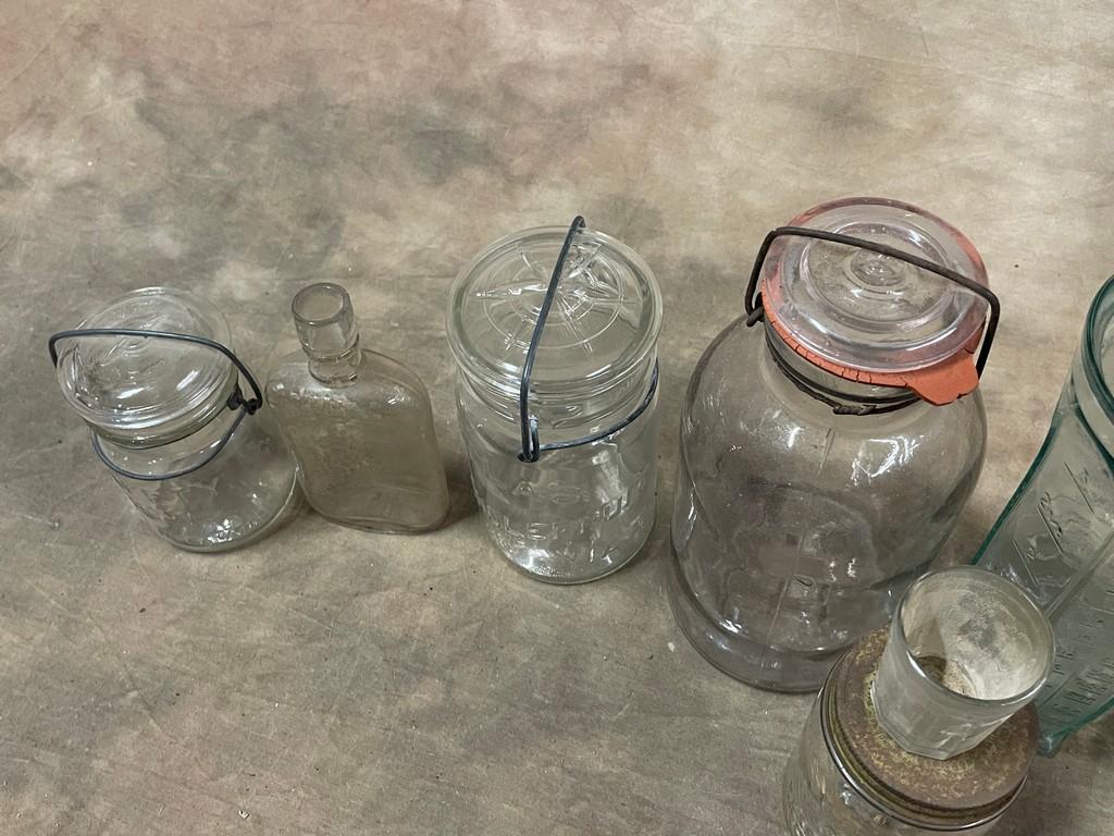 Lot of Old Glass Jars and Bottles