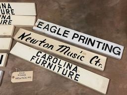 Lot of Twelve Old Newton, NC Wooden Signs