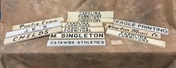 Lot of Twelve Old Newton, NC Wooden Signs