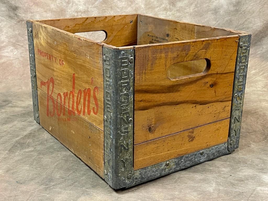 Nice Antique Borden's Wood Crate