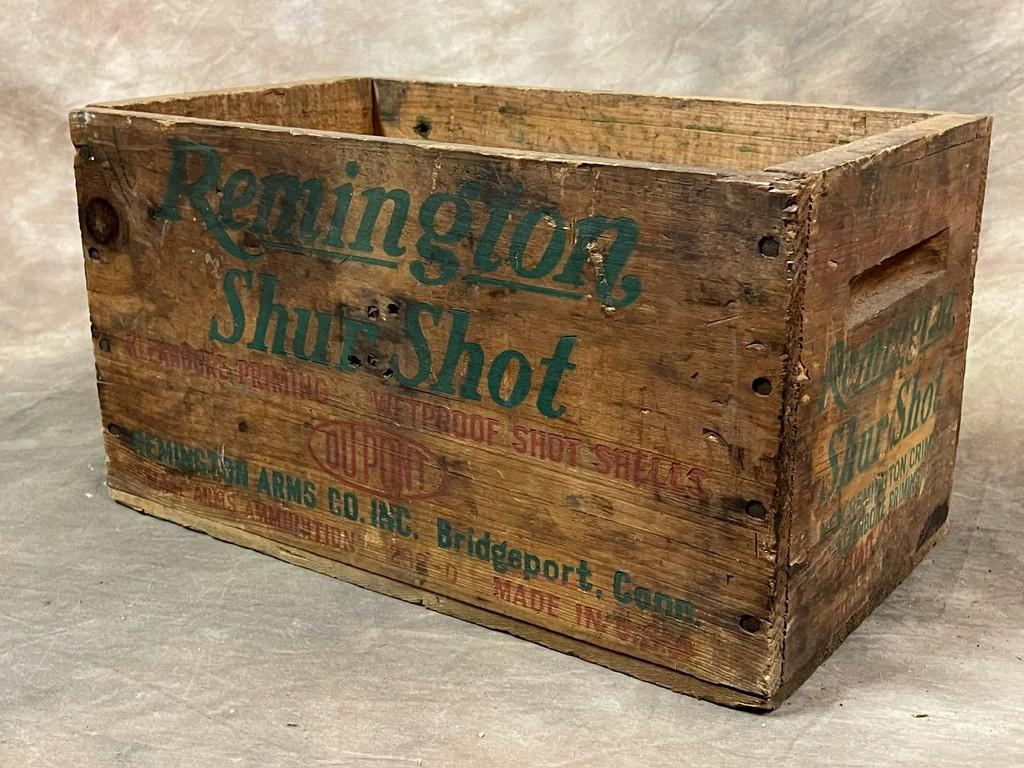 Antique Remington Shur Shot Wood Ammo Box