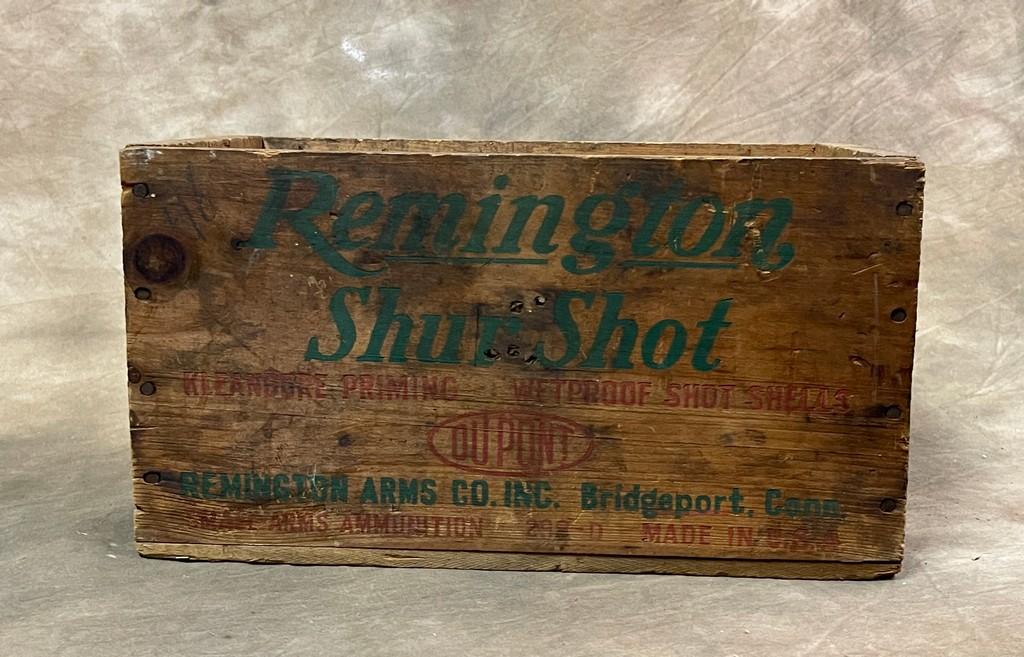 Antique Remington Shur Shot Wood Ammo Box