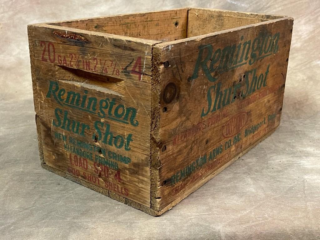 Antique Remington Shur Shot Wood Ammo Box