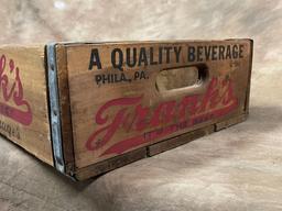 Antique Franks 12 Slot Wooden Beverage Box