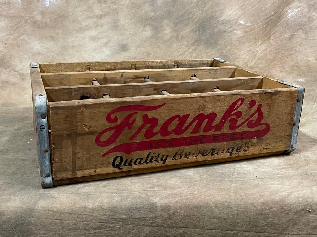 Antique Franks 12 Slot Wooden Beverage Box