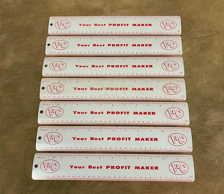 Lot Of 7 Vintage VC Metal Rulers