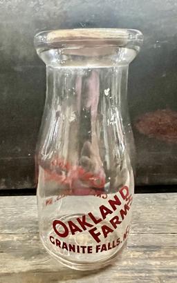 Oakland Farms Granite Falls, NC Half-Pint Milk Bottle