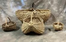 Lot Of 4 Vintage Handwoven Baskets