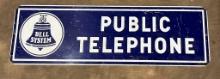 Vintage Bell System Public Telephone Painted Metal Sign