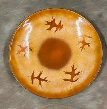 Oak Leaf Godfrey Enamel on Copper Shallow Bowl