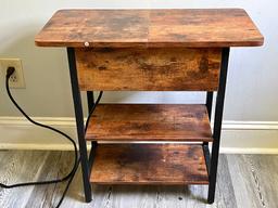 Walnut Side Table With Charging Ports