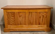 Oak Mission Style Blanket Chest With Contents