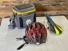 Schwinn Bicycle Helmet, Selle Royal Group Seat and Coleman Steeler's Insulated Bag