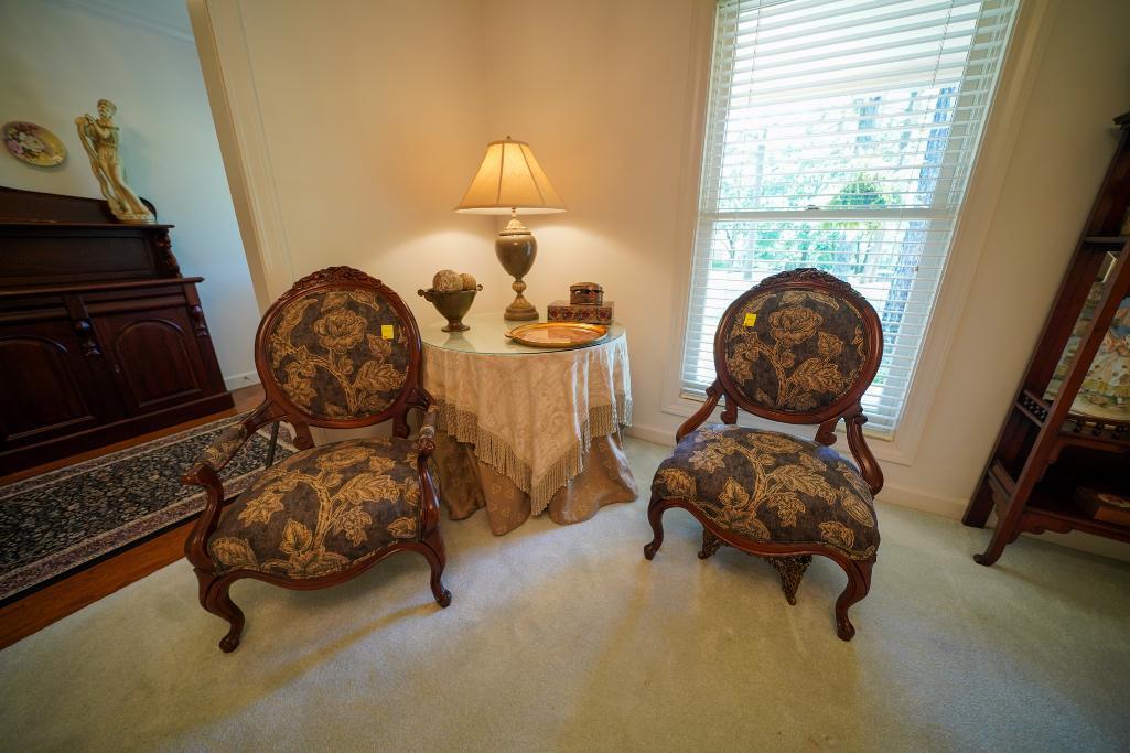 Oval Back, Upholstered Parlor Chairs