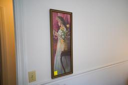 Print - Woman with yellow flowers approx 12"x36"