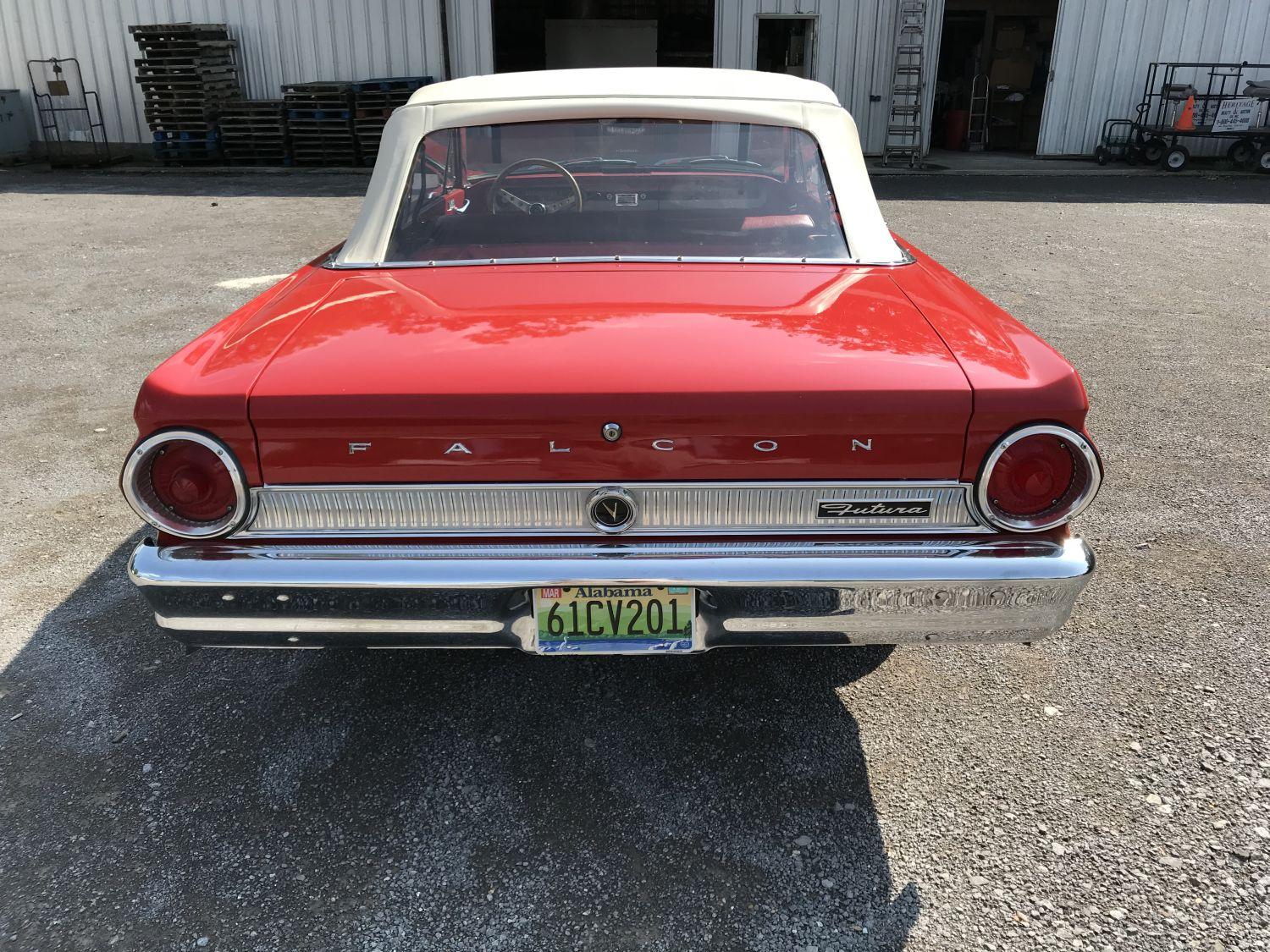 1964 Ford Falcon Futura 2-door convertible, shows 13007 (actual mileage in