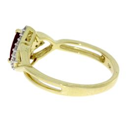 0.75ct Ruby and 0.13ct Diamond ring in 10kt Yellow Gold. Ring size 7. Diamonds are H-I color, round,