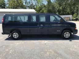 2005 Chevrolet G3500 Express 15-passenger blue extended wagon, ONE OWNER, 125173mi, 6.0 liter Vortec