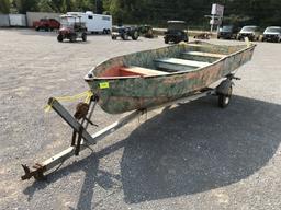 Allstar 15' fiberglass boat with Shoreline trailer, no plates, no HIN/VIN, no prior registration is 