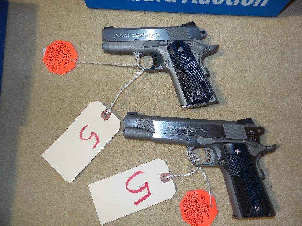 TWO COLT MATCHED SET: NRA EDITIONS GOVERNMENT MODEL & DEFENDER MODEL 45ACP