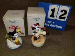 2 Schmid Disney music boxes.  One has been repairded