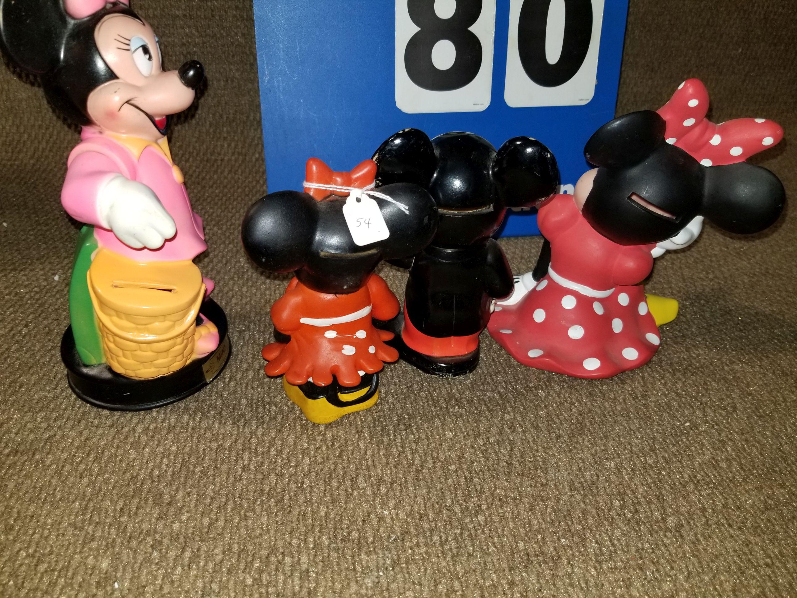 Five Mickey & Minnie Mouse coin banks