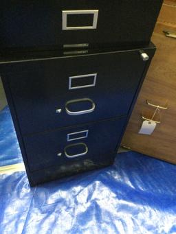 2 two drawer black file cabinets