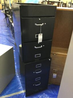2 two drawer black file cabinets