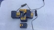 DeWalt 20v Drill with 2 chargers and 4 Batteries