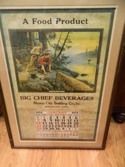 "big Chief Beverages" 1934 Calendar